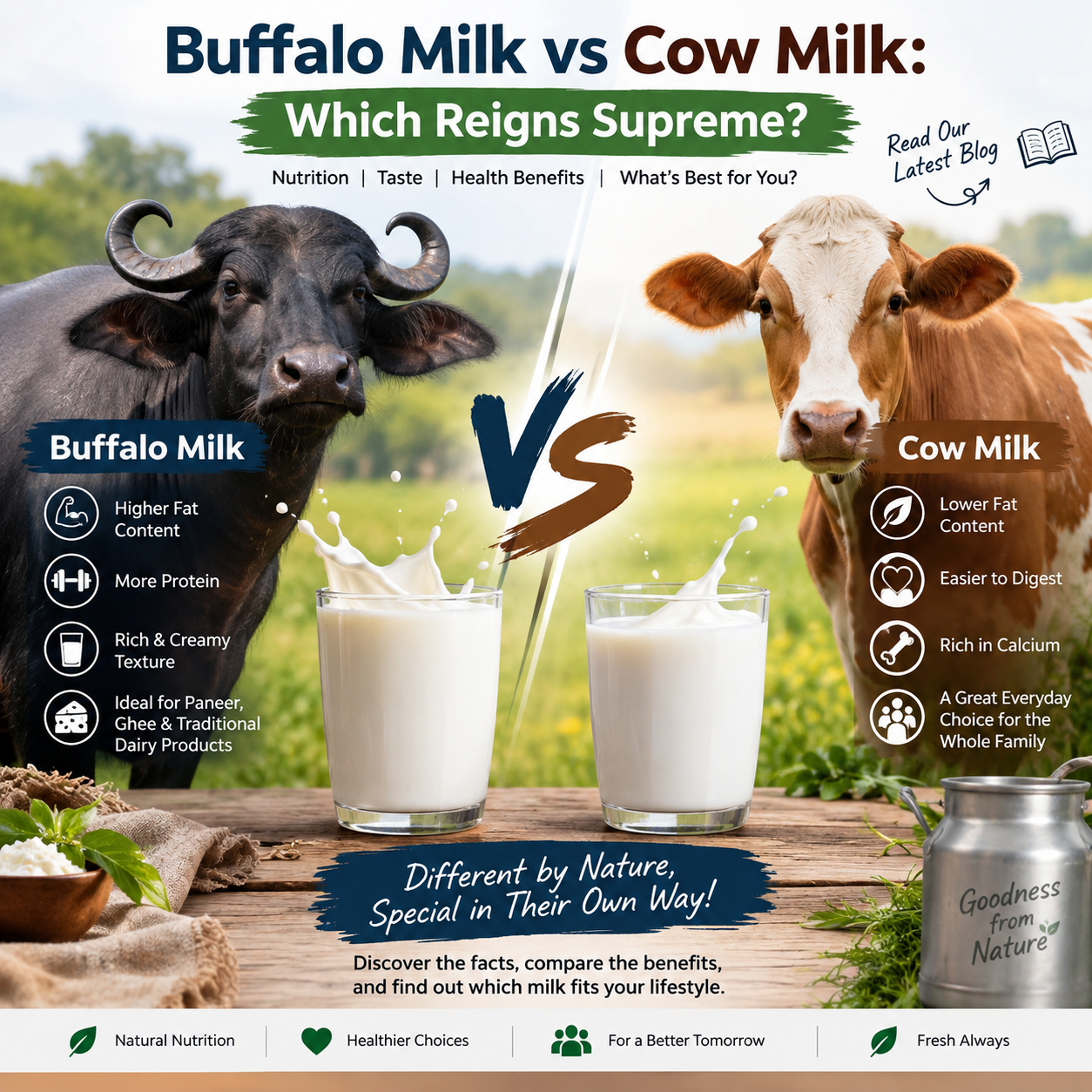 Buffalo Milk vs Cow Milk: Which Reigns Supreme?